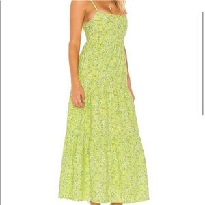 Faithfull the Brand Size Small/4 Nyree Midi Dress Green Yellow Strappy Floral